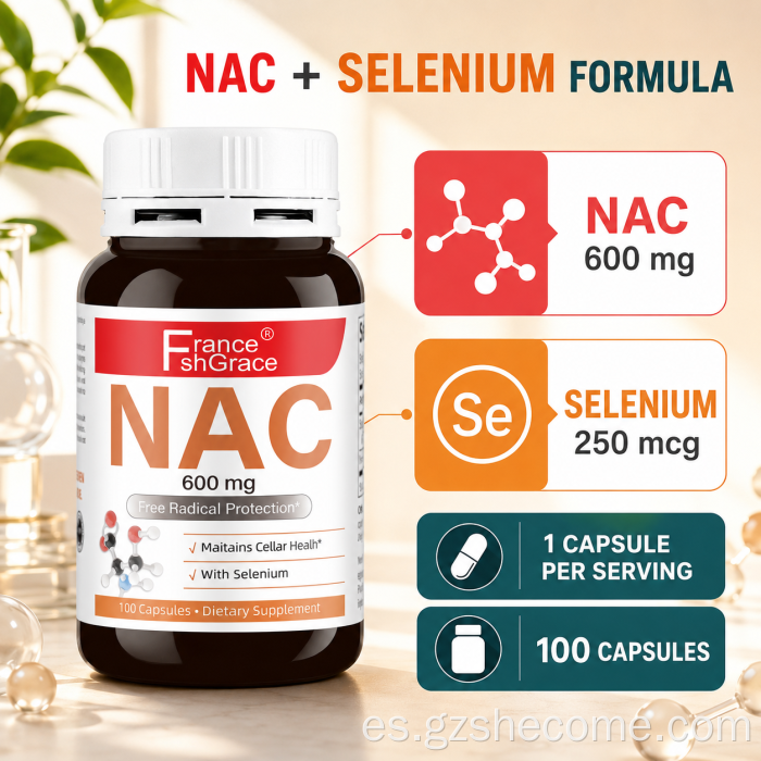 Shecome NAC Cápsulas Antioxidantes Apoyo a la Salud Celular